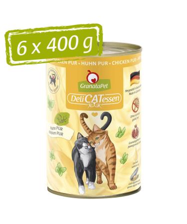 Granapet Delicatessen chicken wet food for cats food without cereals & without sugar additives cat food with high meat content & high -quality oils 6 x 400 g chicken pure 400 g (6 Pack)