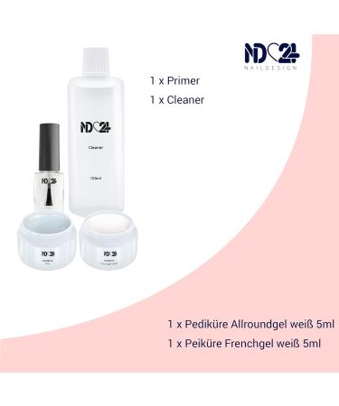 ND24 Naildesign Geln gel Starter Set - Complete Pedicure Kit for Toenails with LED Lamp French Gel & Accessories - Made in Germany - Buy Online on SooperMarket.com