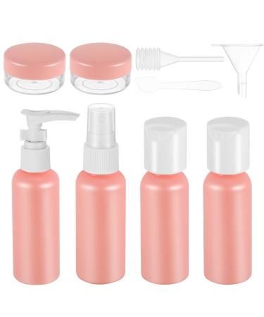 FANTESI Travel Bottles for Toiletries 9 PCS Leak Proof Refillable Travel Containers Liquid Containers with Clear Toiletries Bag for Cosmetic Shampoo Lotion Makeup Shower Hand Soap Pink