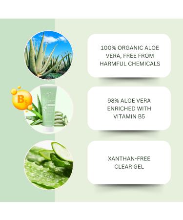 Organic Aloe Vera After Sun Gel - Sunburn Relief & Moisturizer - 98% Pure Vitamin B5 Enriched Non-Sticky Formula by Florida Glow - Buy Online on SooperMarket.com