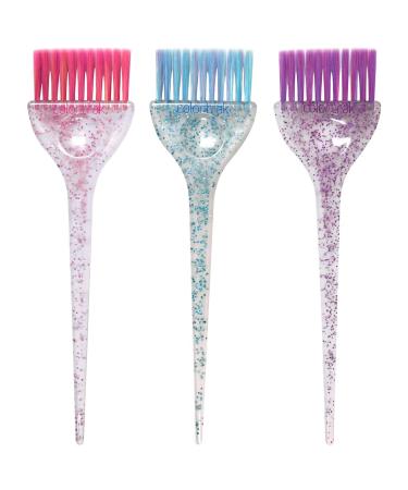 Colortrak 3 Pack Colours Tint Brushes, Multicolor Glitter Brush Trio, Colorful Blend of Soft Feathered Bristles, Cosmic Multicolor Glitter Handle, 3 Brushes Per Pack, 3.5 x 11 inch Pack