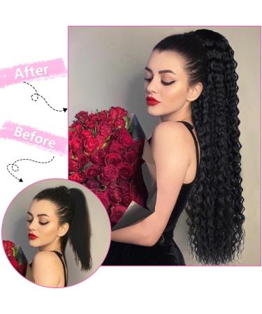 30 Curly Drawstring Ponytail Extension - Synthetic Hairpiece for Women (1B#) - Buy Online on SooperMarket.com