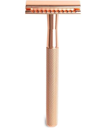 Oueyfer Double-Sided Safety Razor - Premium Zinc Alloy & Metal Handle for Effortless Hair Removal - Stylish Rose Gold with Bracket - Buy Online on SooperMarket.com