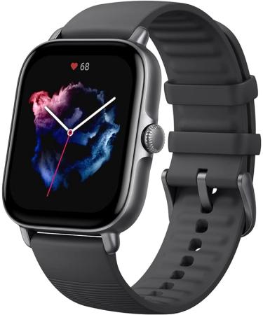 Amazfit GTS 3 Smart Watch 42mm for Android iPhone Alexa Built-In GPS Fitness Sports Watch with 150 Sports Modes AMOLED Display 12-Day Battery Life Blood Oxygen Heart Rate Tracking (Black)