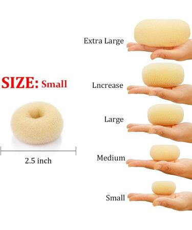 WACURRENTHYD Blonde Kid Hair Donut Bun Maker 2PCS - Small 2.5 Inch Beige Chignon Doughnut Shaper for Short and Thin Hair - Buy Online on SooperMarket.com