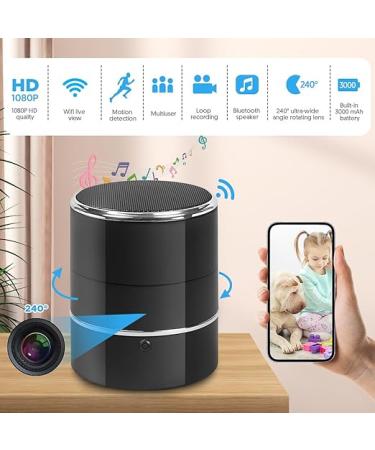 SOPKVL Spy Camera Hidden Camera Bluetooth Speaker with WiFi Live Viewing 240Â° Ultra Wide Angle and Motion Detection HD 1080P Nanny Cam Hidden Camera Camaras Espias Ocultas for Home Security - Buy Online on SooperMarket.com