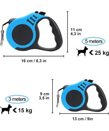 Retractable Dog Lead 5 m Retractable Dog Leash with Non-Slip Handle for Small Medium and Large Dogs Blue Blue 5M - Buy Online on SooperMarket.com