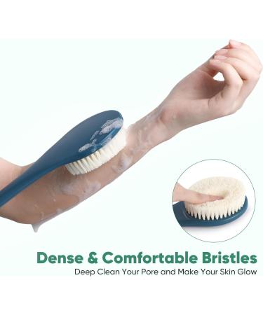 Exfoliating Body Brush Shower Back Scrubber Men Women Elderly - Long Handle Dark Blue - Buy Online on SooperMarket.com