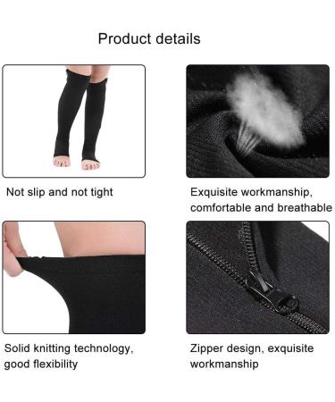 Buy Compression Socks for Men & Women - Zippered Calf & Knee Support Varicose Relief (Black L/XL) - Buy Online on SooperMarket.com