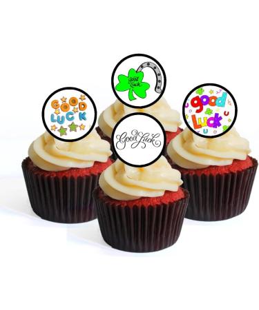 48 Good Luck Edible Cupcake Toppers Premium Thickness SWEETENED VANILLA Wafer Card Mini Cupcake Decorations - Buy Online on SooperMarket.com