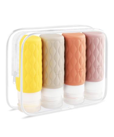 Silicone travel bottles mezzar 16 pieces of travel bottles to fill Set Travel Bottles for shampoo lotion rinse shower gel travel shampoo container BPA-free practical travel bottles (color-2)