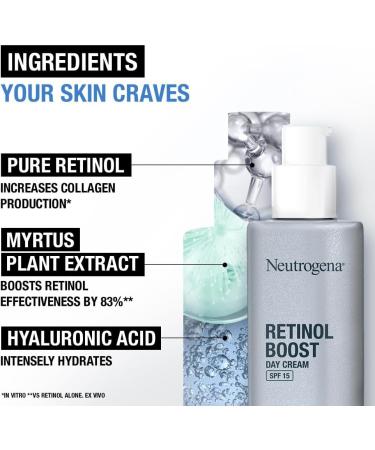 Neutrogena Retinol Boost Day Cream with SPF 15 (1x 50ml) Multi-Benefit Retinol Moisturiser to Reduce Fine Lines and Smooth Texture Lightweight SPF Day Cream - Buy Online on SooperMarket.com