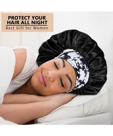 3PCS Satin Bonnets for Black Women - XL Hair Bonnets for Sleeping Braids & Curly Hair - C-Black, Teal, Purple - Buy Online on SooperMarket.com