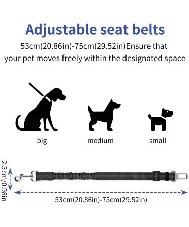 Adjustable Dog Car Seat Belt Harness Pet Safety Belt with Elastic Strap Dog Car Harness for Travel Black 20in-29in long - Buy Online on SooperMarket.com