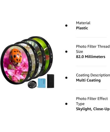 82mm Close-up Filter Kit 4 Pieces (+1 +2 +4 +10) Macro Lens Set for Canon Nikon Sony DSLR Camera with Pouch and Lens Cap - Buy Online on SooperMarket.com