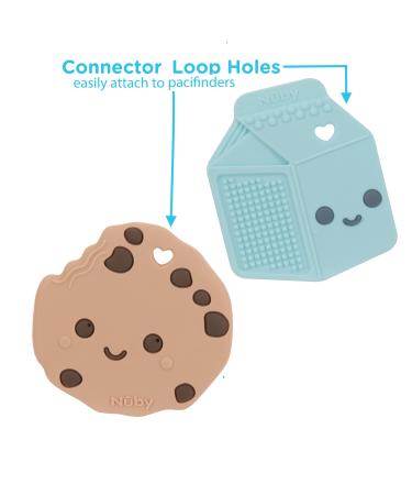 Nuby All Silicone Chocolate Chip Cookie & Milk Carton Teether 2 Pack for Babies 3+ Months - 2PK - Buy Online on SooperMarket.com