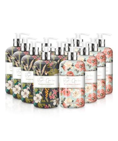 Baylis & Harding Royale Garden Limited Edition Hand Wash Bundle: 6 x 500 ml Peach Peony & Jasmine & 6 x 500 ml Verbena & Chamomile (6 bottles) - Vegan Friendly Hand Wash Bundle 3