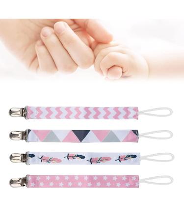 4-Pack Baby Pacifier Clip - Cotton Ribbon Holders for Infants | International Shipping Available - Buy Online on SooperMarket.com