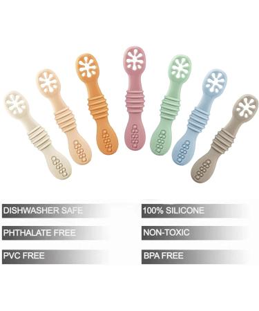 Pandaear 7-Piece Silicone Baby Spoon Set for Self-Feeding | BLW Cutlery for 4+ Months | Porridge & Learning Utensils - Buy Online on SooperMarket.com