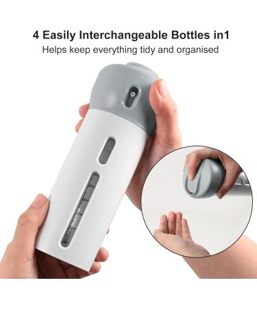 Chiveenido 4-in-1 Travel Dispenser Set | Refillable Shampoo & Toiletry Bottles - Pink & Gray - International Shipping - Buy Online on SooperMarket.com
