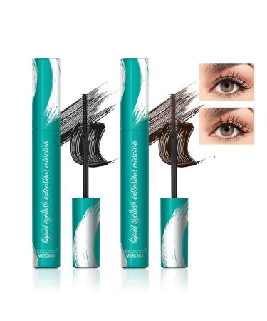 Aaiffey 2Pcs Volume Mascara Fiber Lash Extension Mascara for Natural Lengthening and Thickening Effect Waterproof & Smudge-Proof Mascara Black + Brown 2pcs(brown+black)