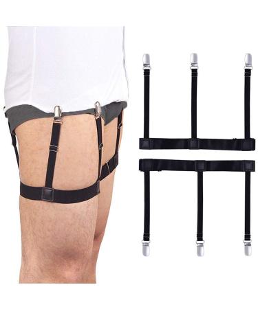 Men's Shirt Holders Suspenders Elastic Shirt Holders with Non-Slip Locking Clamps Adjustable Shirt Stays (1 Pair) (O-Shape)
