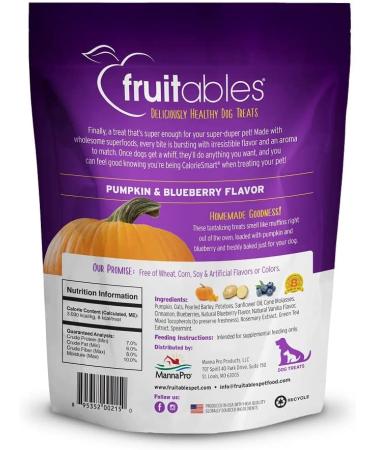 Fruitables Baked Dog Treats - Healthy Pumpkin & Blueberry Snacks | Low-Calorie, Wheat, Corn & Soy Free | 7 Oz - Buy Online on SooperMarket.com