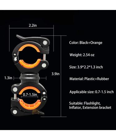 COSOOS 2 Pack Flashlight Mount Holder Universal Bicycle Led Light Mounting Holder 360 Rotation Clip Clamp for Flashlight Cycling Riding Orange+Black - Buy Online on SooperMarket.com