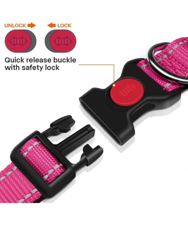Taglory Soft Padded Neoprene Dog Collar for Small Dogs - Adjustable Reflective Training Collar in Hot Pink - 1 Pack - Buy Online on SooperMarket.com