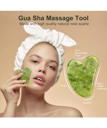 EMOCCI Jade Roller and Gua Sha Set - Facial Beauty Tools Kit for Anti-Aging and Muscle Relaxation - 100% Real Jade - Gift Box Included (Green) - Buy Online on SooperMarket.com