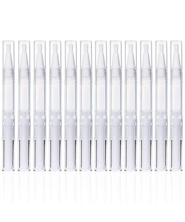 12Pcs 3 ml Empty Nail Oil Pen with Brush Tip  Transparent Twist Pens  Lip Gloss Brush Applicators  Eyelash Growth Liquid Tube Container (12PCS)