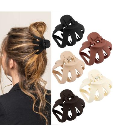ATODEN 5 Pcs Octopus Hair Clips Matte Hair Clips Octopus Hair Claw 3.14" Large Hair Claw Clips for Women Strong Grip Non-slip Jaw Clips for Thick and Medium Hair Big Spider Claw Hair Clips Hair Styling Accessories Gifts fo