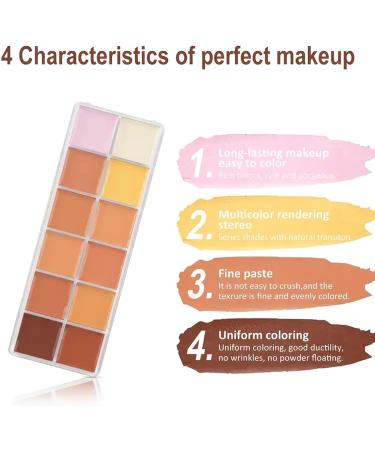 Joyeee 12 Colors Cream Conceal and Correct Concealer Palette Camouflage Makeup Contouring Foundation Kit with 11pcs Bamboo Brushes Makeup Brushes 1.00 g (Pack of 1) D - Buy Online on SooperMarket.com