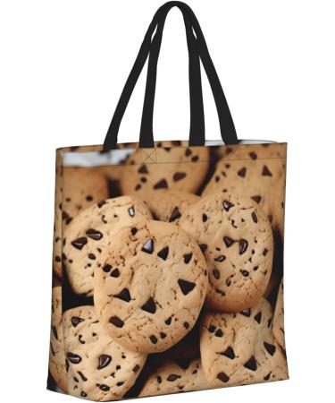DEHIWI Cookies Food Chocolate Chip Biscuits Tote Bag For Women Waterproof Casual Shoulder Bag With Zipper Grocery Handbags For Office Shopping Travel Black One Size - Buy Online on SooperMarket.com