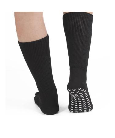 1Pair Extra Wide Diabetic Socks for Swollen Feet Good Elasticity and Soft Cotton Diabetic Socks for Lymphedema Obesity Extra Wide feet or Leg Casts (43cm Length) Anti Slip Glue Bottom