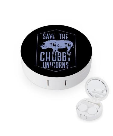 Save The Chubby Unicorns Contact Lens Travel Kit Portable Cute Contact Box with Mirror for Daily Outdoor