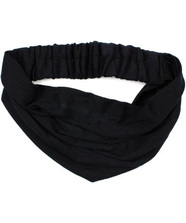 Mytoptrendz Plain Soft Cotton Extra Wide Headband 3 in 1 Hairband Hair Wrap with Elastic Back Bandeau Hair wrap Gym Workout Yoga Hair Accessories Plain Colour (Black) - Buy Online on SooperMarket.com