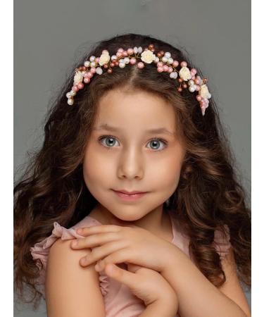 IYOU Flower Girl Headpiece Gold Pearl Communion Headband Floral Wedding Hair Accessories for Girls - Buy Online on SooperMarket.com