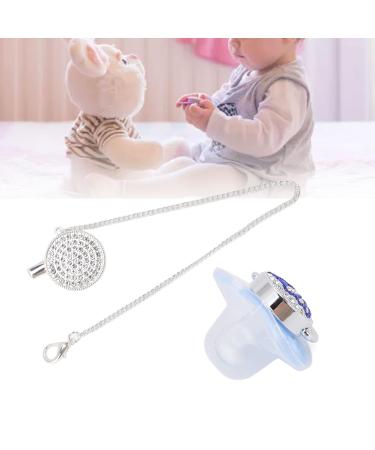 Bling Baby Pacifier Clip - Curved Silicone Design with Rhinestone Crown for Infants 6 to 18 Months - Stylish & Safe Newborn Pacifier (Blue M) - Buy Online on SooperMarket.com