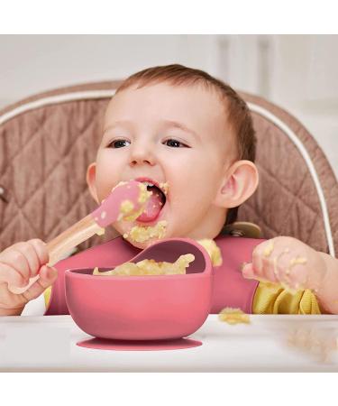 Suction Bowl & Bamboo Spoon Weaning Set | Food Grade Baby Feeding Bowls & Spoons | BPA Free Silicone Children Tableware - Buy Online on SooperMarket.com