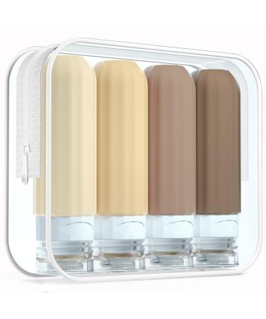 Travel Bottles for Toiletries TSA Approved Silicone Travel Bottles BPA Free 3oz Leak Proof Travel Size Bottles Travel Accessories for Shampoo Body Wash Lotion Soap Liquids (4 Pack) Cream