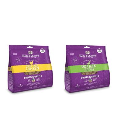 Stella & Chewy's Freeze-Dried Raw Cat Dinner Morsels - Chick Chick Chicken + Duck Duck Goose Recipe - 36 oz Bundle