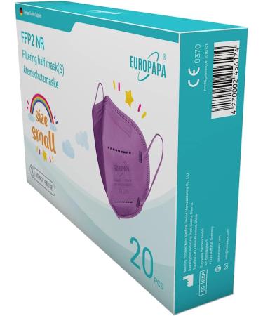 EUROPAPA FFP2 Masks - 20x Small Size 5-Ply Respiratory Masks Individually Packed EU Certified (2016/425) - Purple - Buy Online on SooperMarket.com