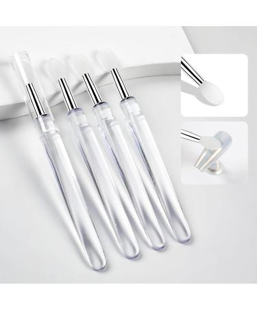 Silicone Nail Powder Applicator Brush Set - 10 Pcs Reusable Lip & Nail Art Brushes for Holographic Chrome Glitter Mirror Finish Makeup - White - Buy Online on SooperMarket.com
