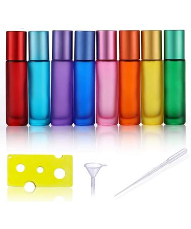 Hiqe-fl 8pcs essential oils roller bottles glass bottles of glass scooters glass bottles for essential oils 10ml roller bottles glass roll-on bottles roll on glass bottle glass roll-on