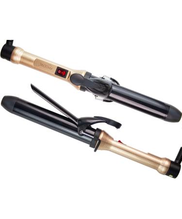 ANGENIL Curling Iron Wand Tourmaline Ceramic Hair Curlers 1 1/4 Inch Dual Voltage/Fast Heat-up/Suitable for All Hair Types One-Step Styling Tool 1.25 in Gold