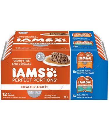 IAMS Perfect Portions Healthy Wet Cat Food Adult Grain Free Cuts in Gravy - Chicken and Tuna 12CT Multipack 75g Tray - Buy Online on SooperMarket.com