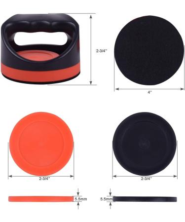 Set of 2 Plastic Air Hockey Strikers and 4 Pucks - Replacement Kit for Game Tables, Black - Buy Online on SooperMarket.com