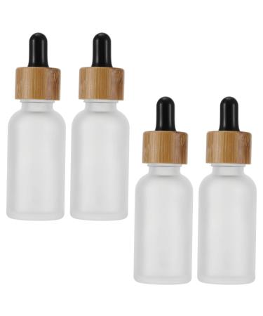 Milists 4 pieces of drip bottle made of glass with bamboo lid glass bottle drip bottle with essential oils donor clear frosted bottle of container.