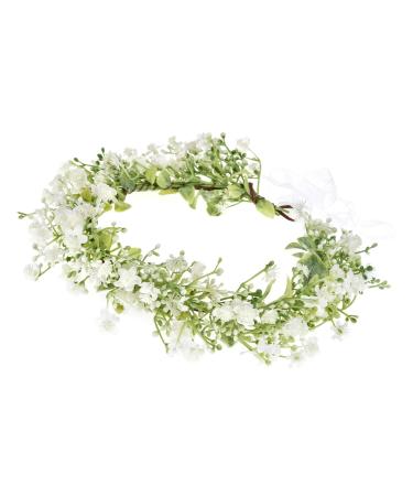 June Bloomy Bridal Flower Crown - Rose Floral Headband for Women - Maternity Photo Prop/Baby Shower - White Leaf Hair Wreath - Buy Online on SooperMarket.com